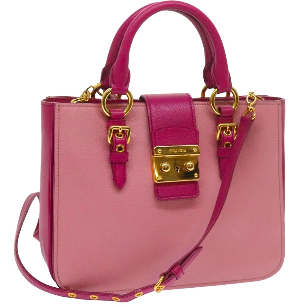 Authentic Miu Miu Pink Leather Madras Handbag/Shoulder bag